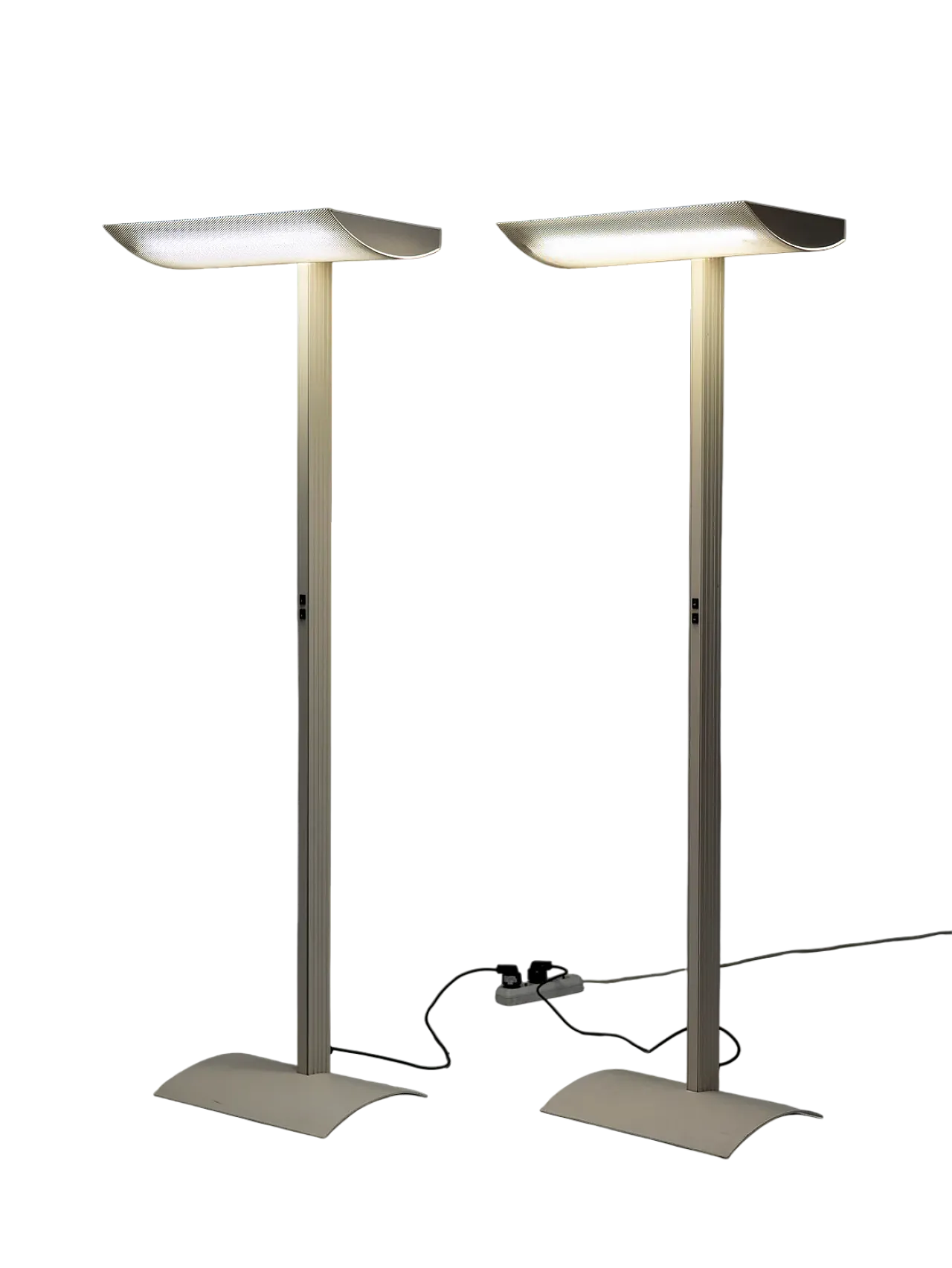 Pair of white Sames floor lamps, 1980s 12
