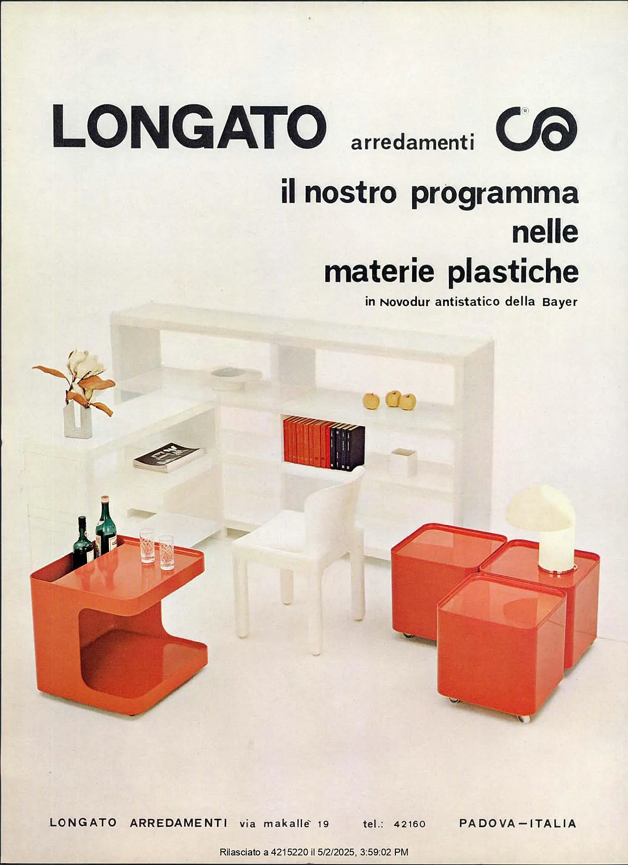 Tavolino contenitore mod. 1030 di M. Siard per Longato, anni '70 1