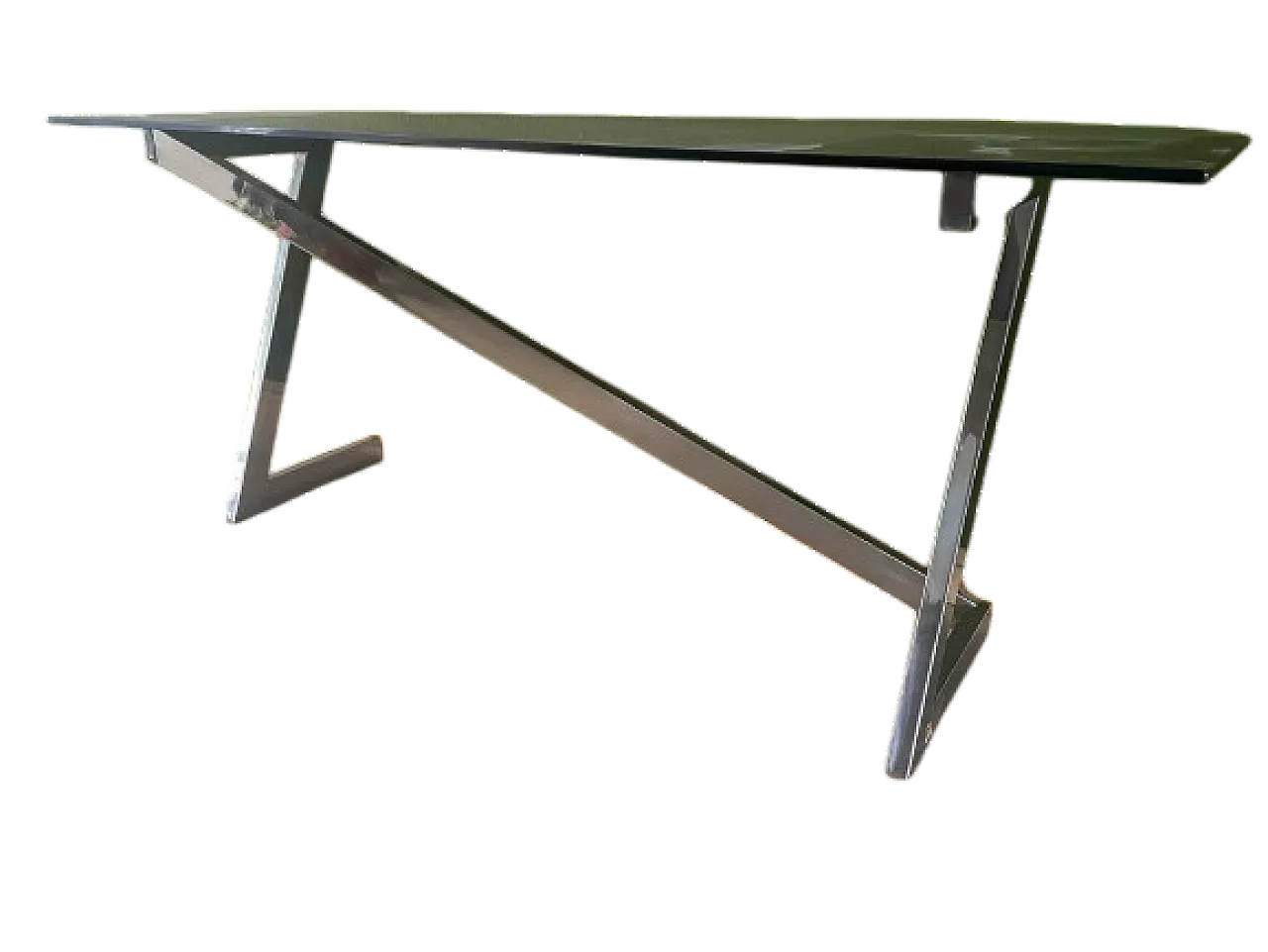 Stainless steel and glass console by Romeo Rega, 70s 7