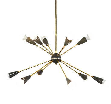 Sputnik chandelier with black cones, 60s