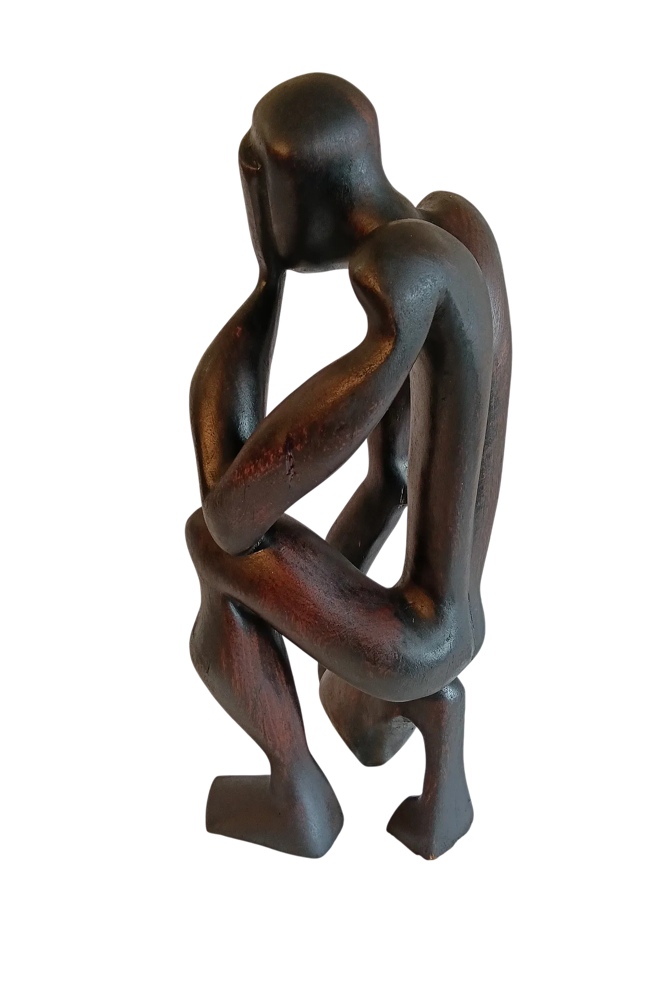 Scultura africana in legno di teak tinto nero, anni '90 17