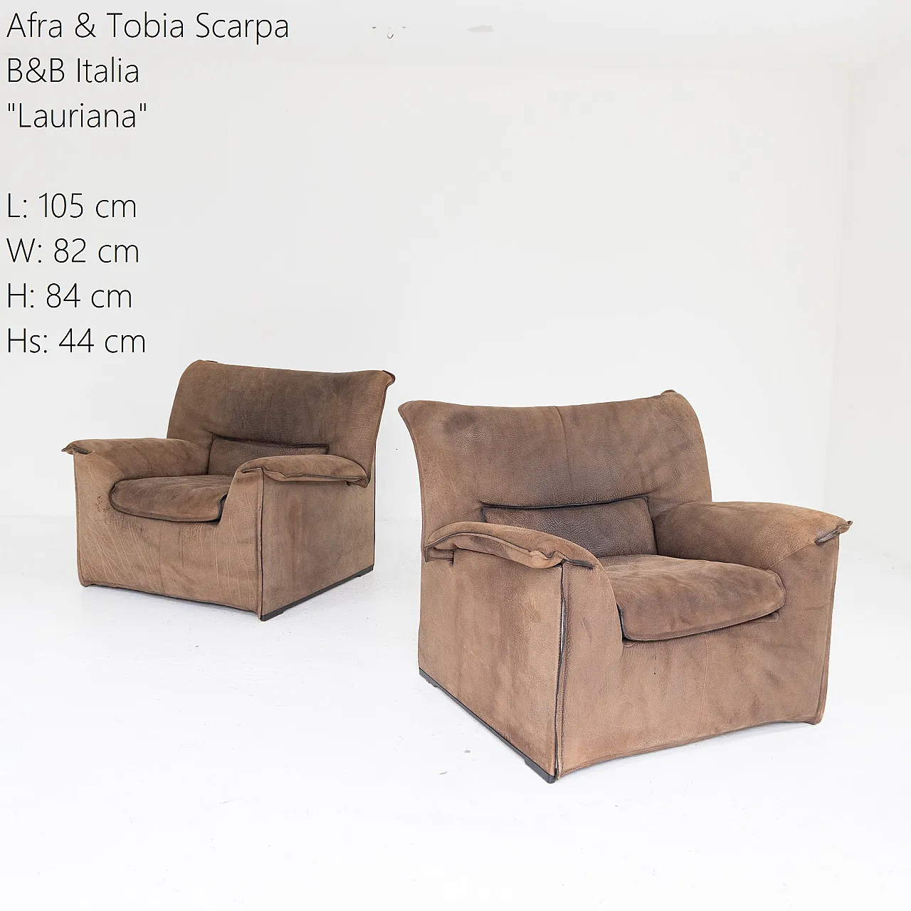 Coppia di poltrone Lauriana di A. e T. Scarpa per B&B Italia, anni '70 1