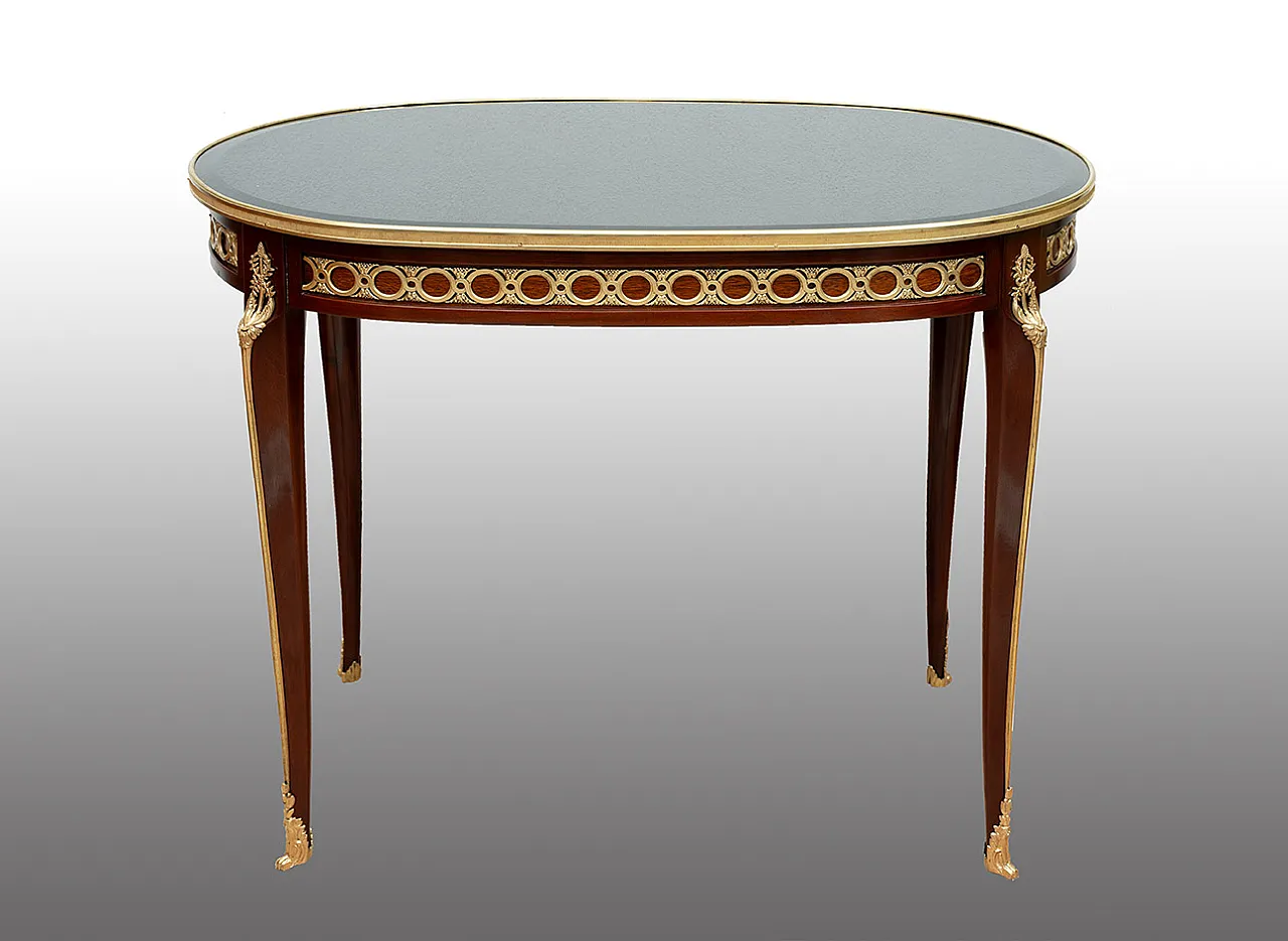 Table Napoleon III in mahogany with grafts of elements in Bronze, 19th 1