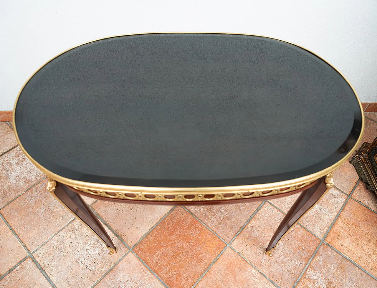 Table Napoleon III in mahogany with grafts of elements in Bronze, 19th 4