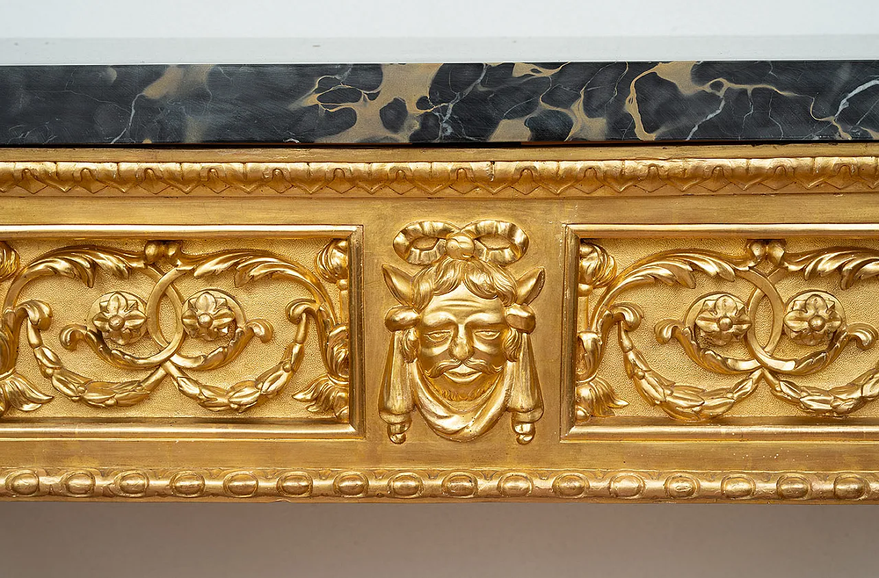 Console Louis XVI Neapolitan in golden and carved wood, 19th century 3