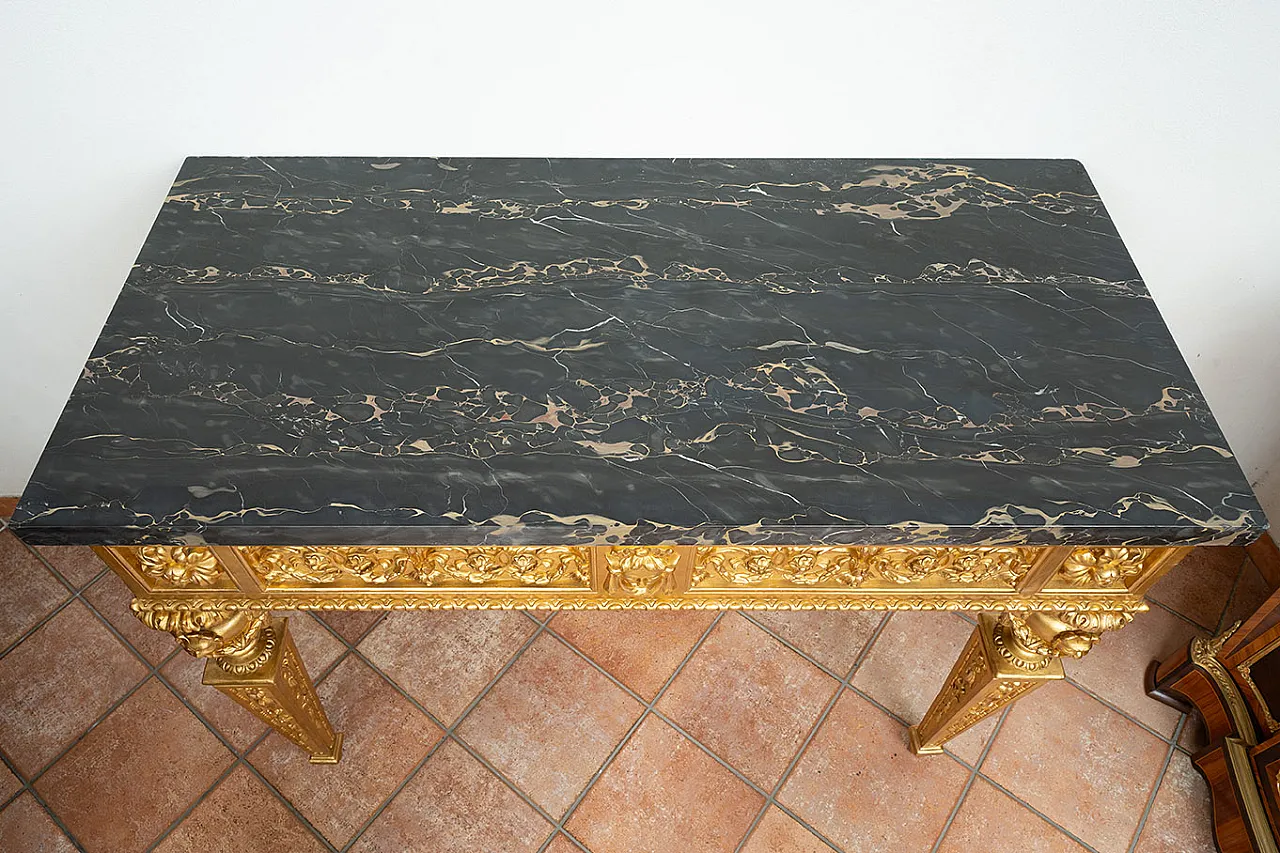 Console Louis XVI Neapolitan in golden and carved wood, 19th century 8