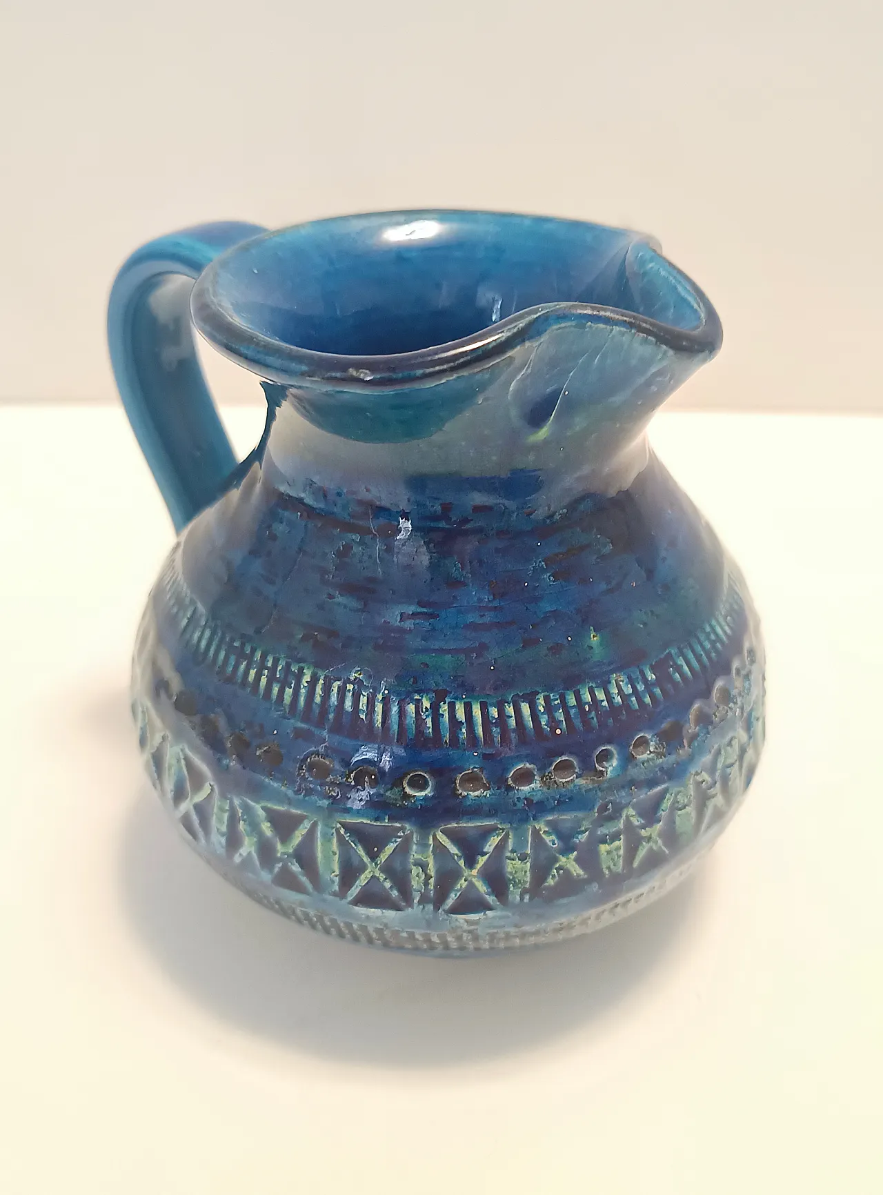 Brocca in ceramica laccata blu di Aldo Londi per Bitossi, anni '70 1
