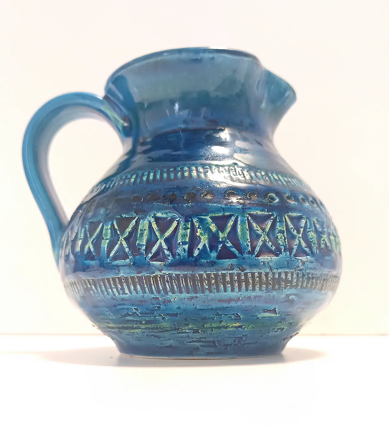 Brocca in ceramica laccata blu di Aldo Londi per Bitossi, anni '70 6