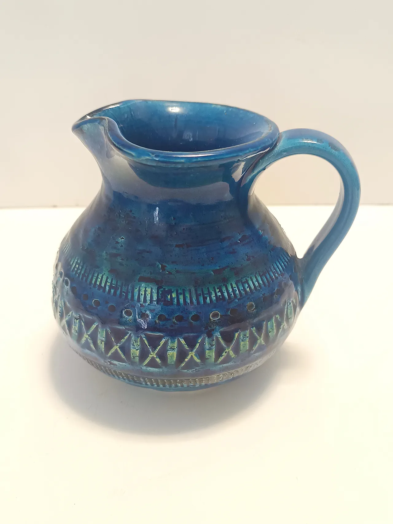 Brocca in ceramica laccata blu di Aldo Londi per Bitossi, anni '70 8