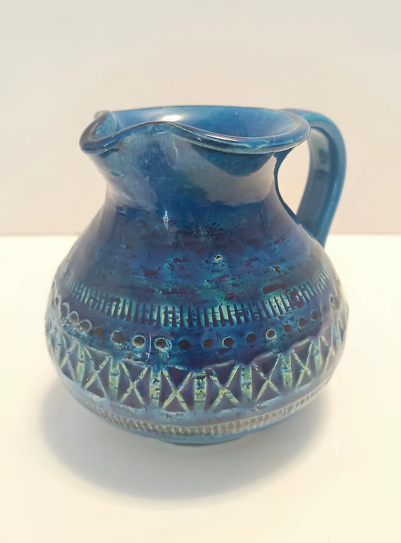 Brocca in ceramica laccata blu di Aldo Londi per Bitossi, anni '70 9