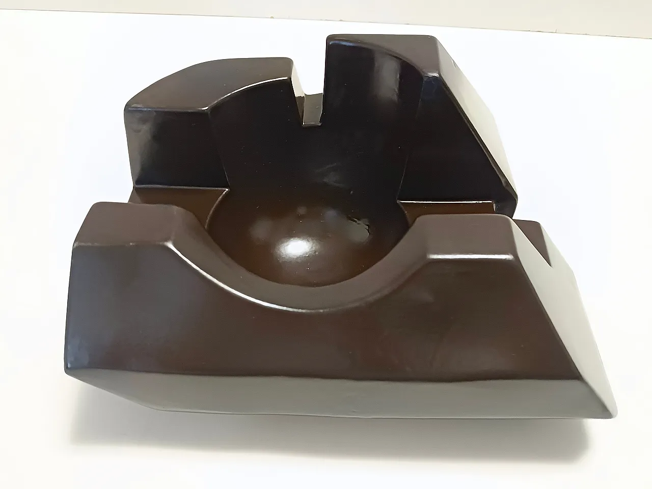 Ciotola o scultura in ceramica smaltata marrone, anni '70 4