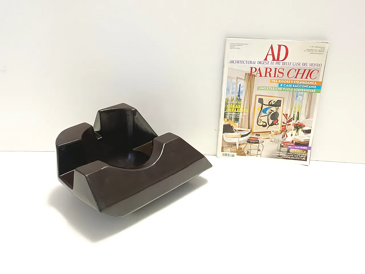 Ciotola o scultura in ceramica smaltata marrone, anni '70 7