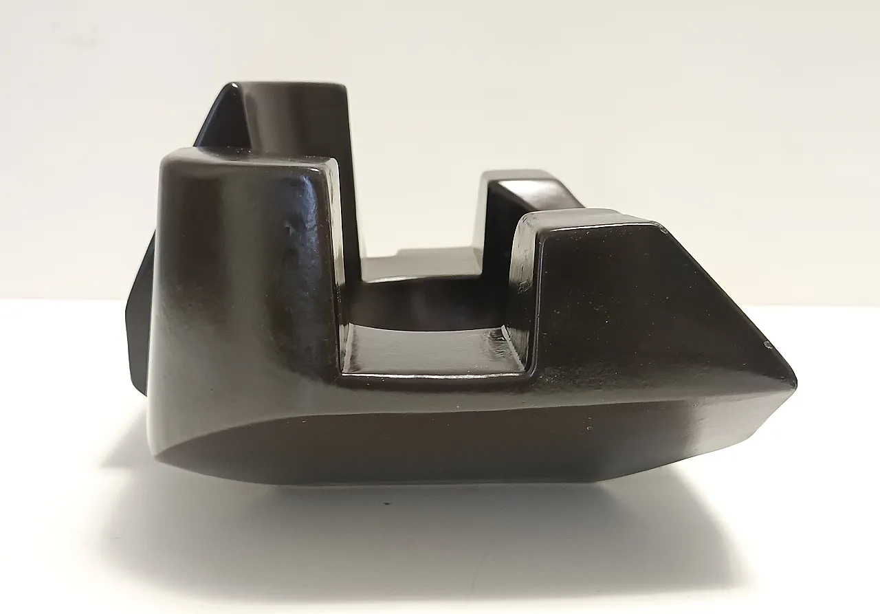 Ciotola o scultura in ceramica smaltata marrone, anni '70 10