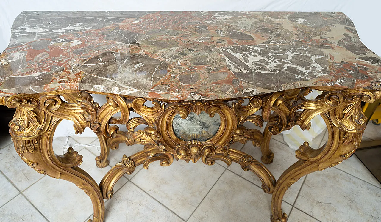 Console Napoleon III in golden and carved wood, 19th century 3