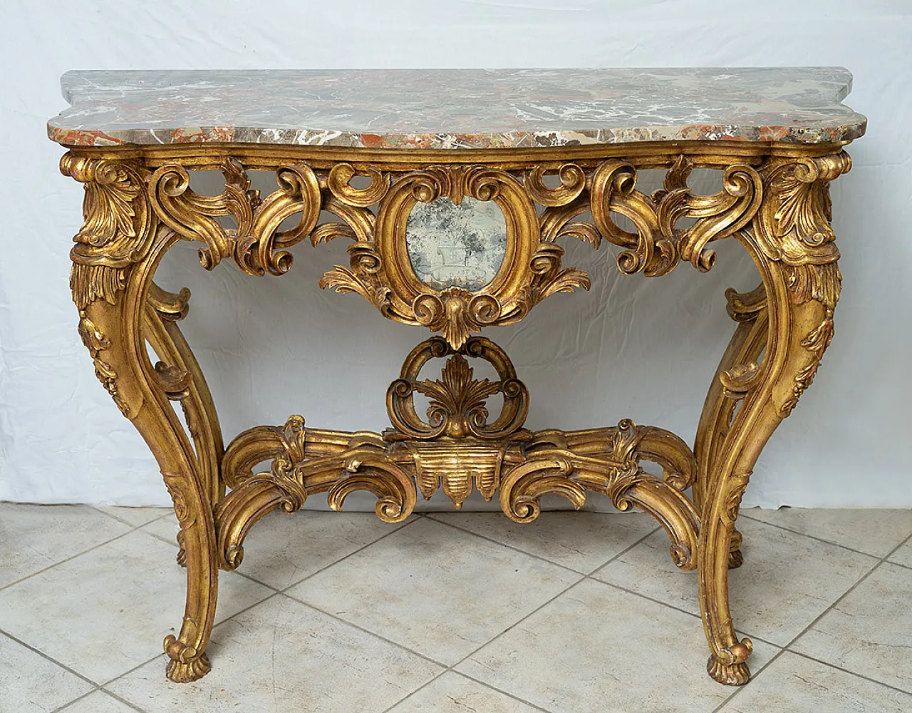 Console Napoleon III in golden and carved wood, 19th century 6