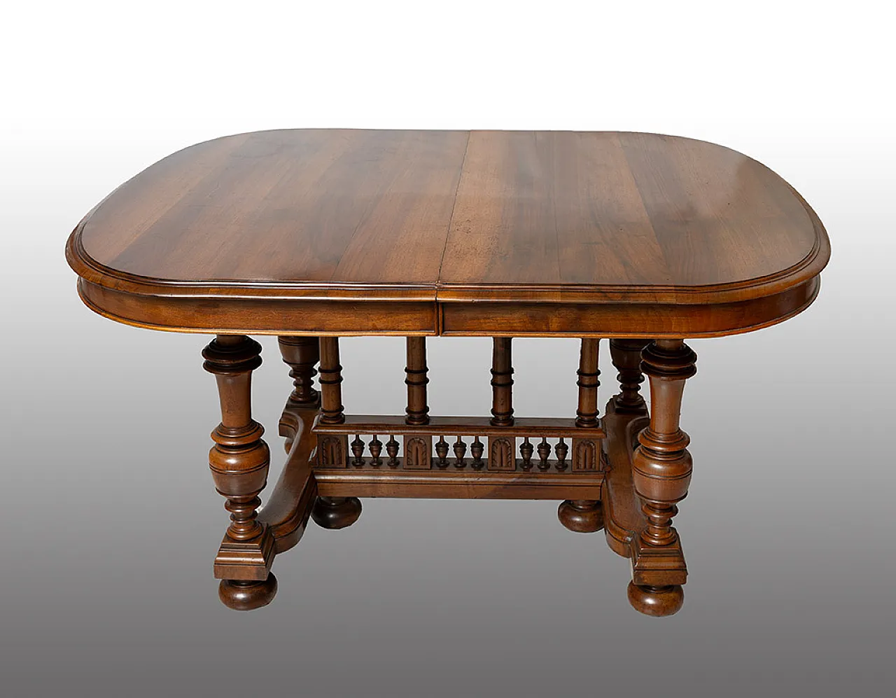 Extendable table Enrico II in solid walnut. France, 19th century 1