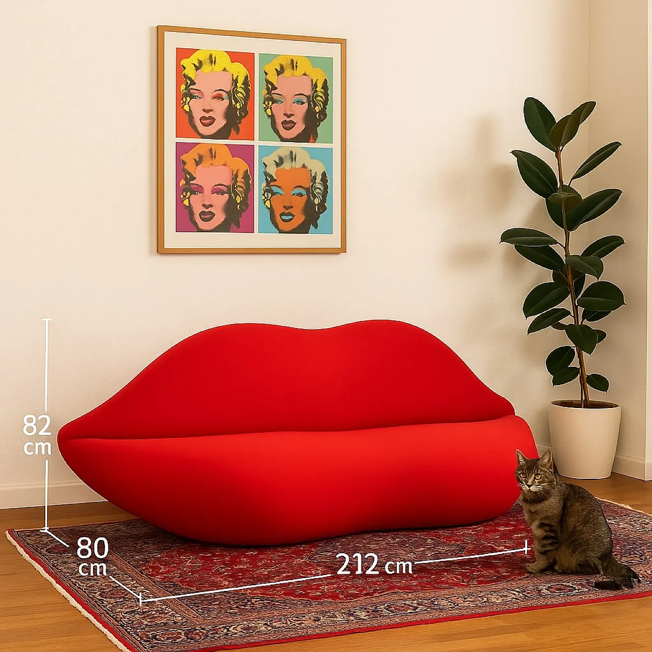 Bocca sofa in red fabric by Studio 65 for Gufram, 1970s 2