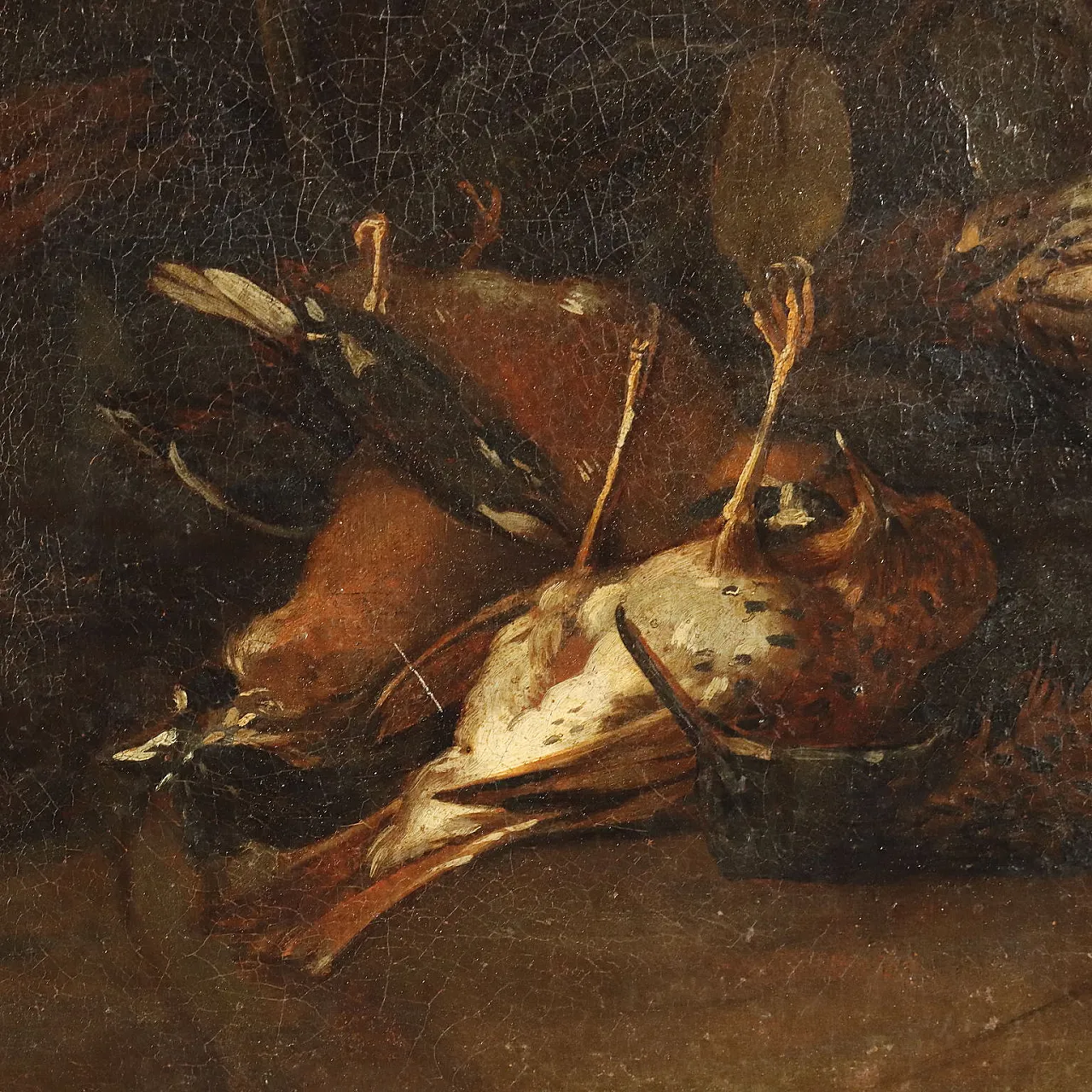 Circle of Felice Boselli, still life with game, oil painting on canvas, 18th century 6