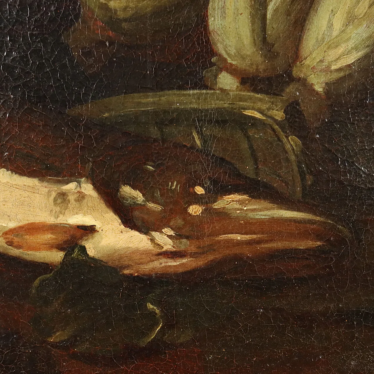 Natura morta con pesci e verdure, Cerchia di Felice Boselli,  olio su tela, '700 6