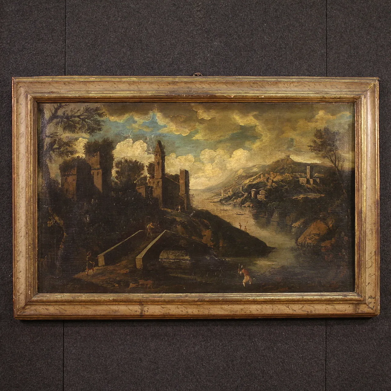 Italian landscape, oil painting on canvas, 18th century 1