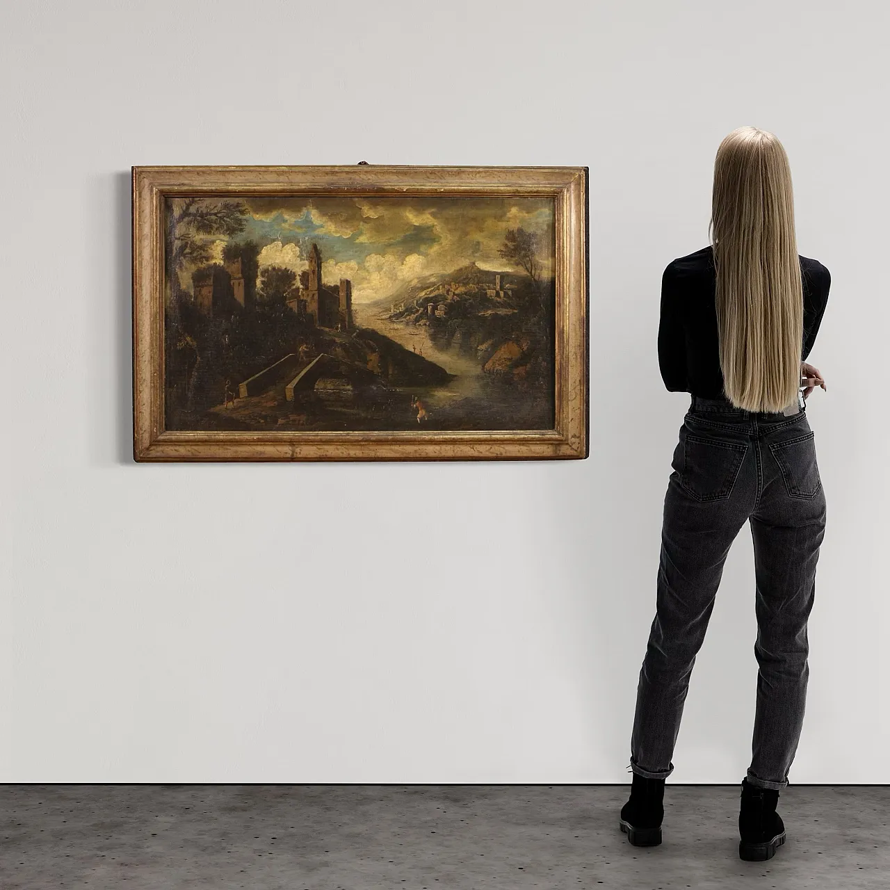 Italian landscape, oil painting on canvas, 18th century 2