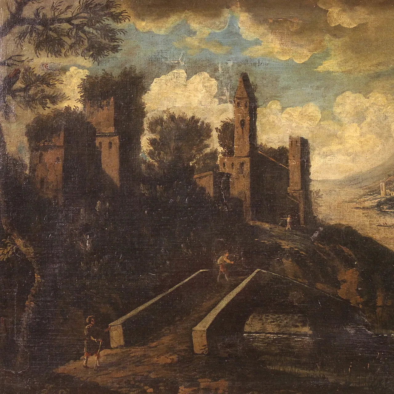 Italian landscape, oil painting on canvas, 18th century 3
