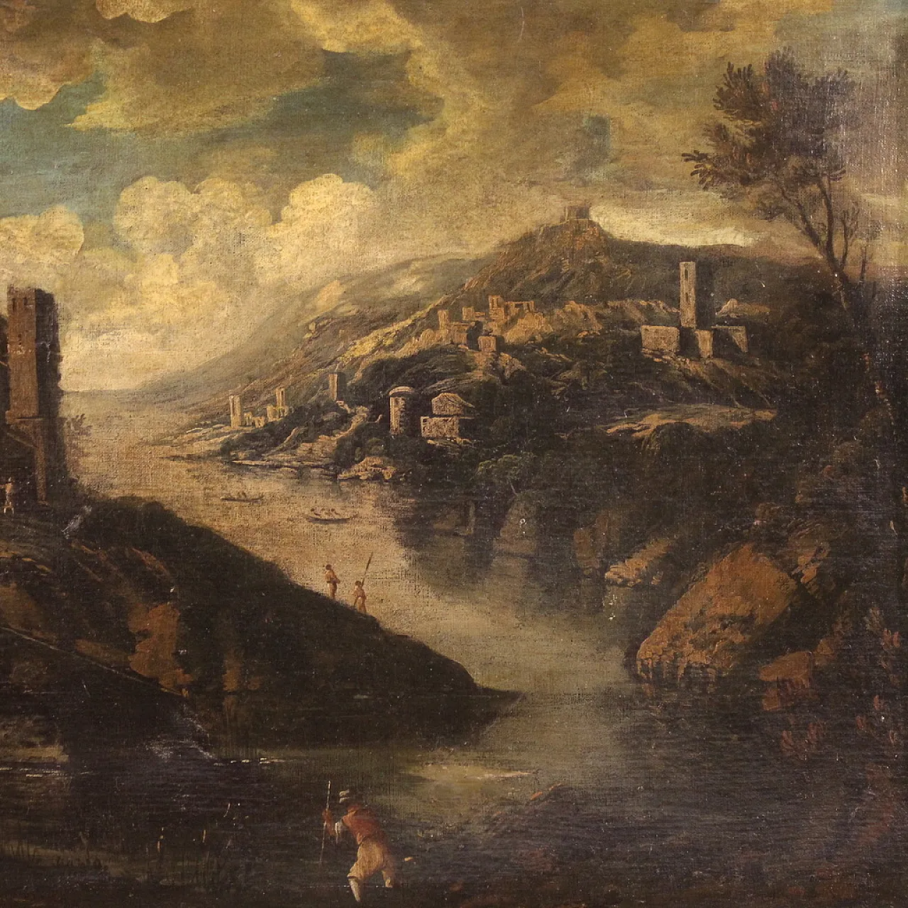 Italian landscape, oil painting on canvas, 18th century 4