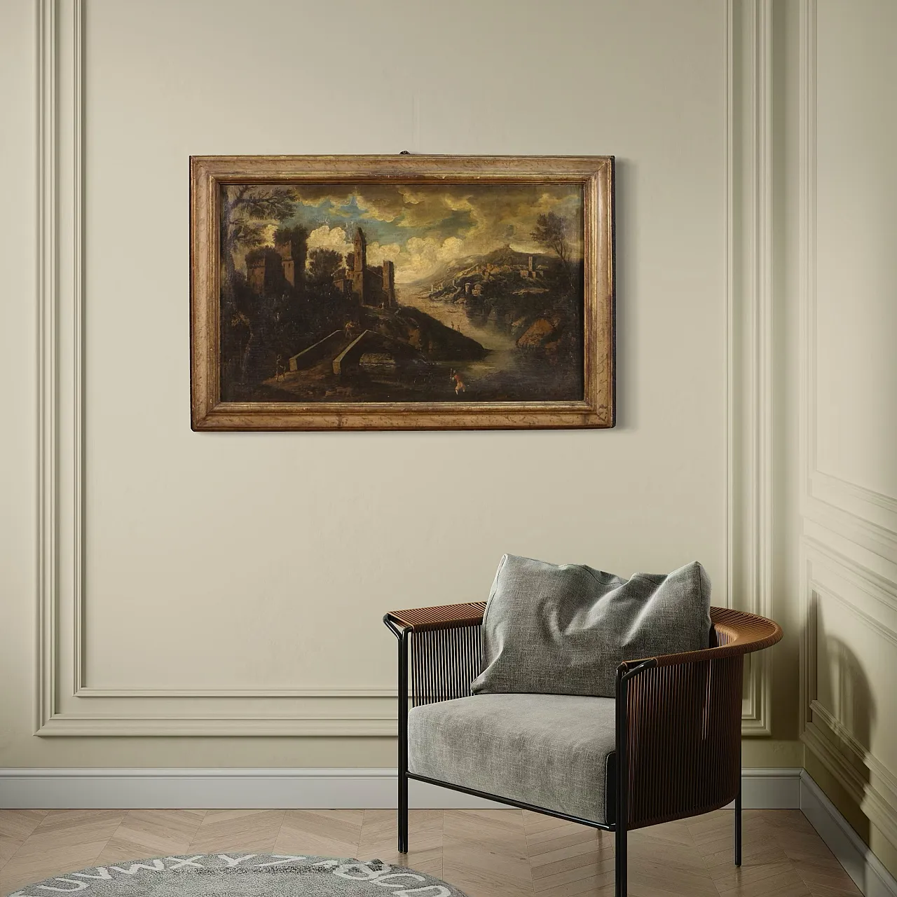 Italian landscape, oil painting on canvas, 18th century 6