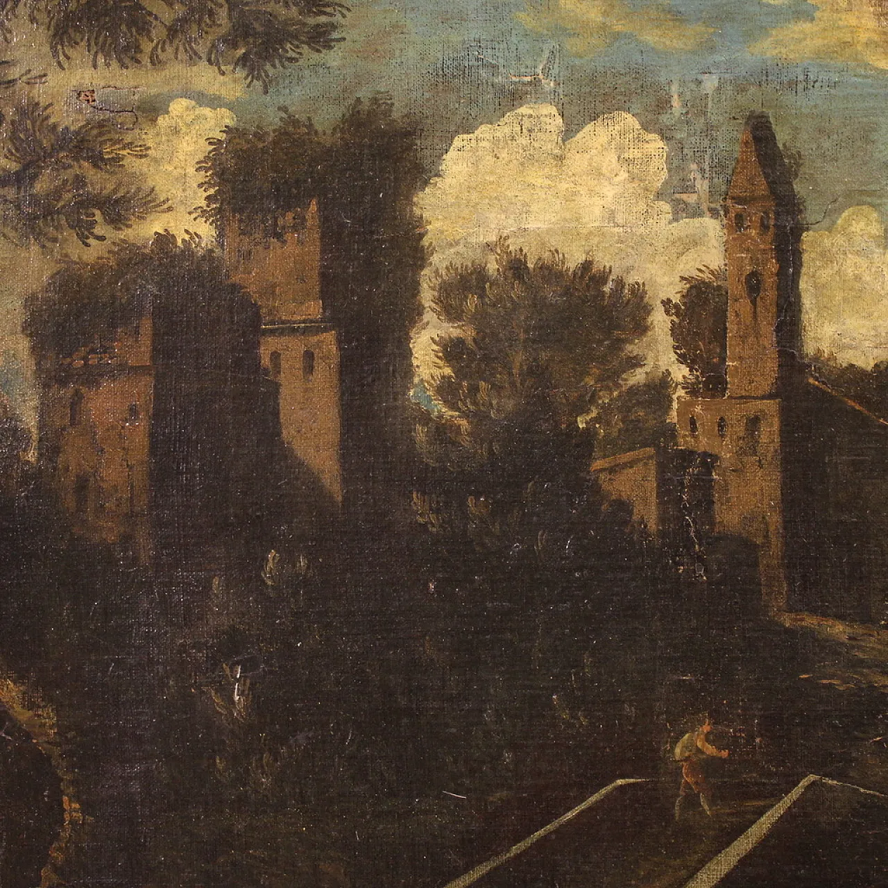 Italian landscape, oil painting on canvas, 18th century 9