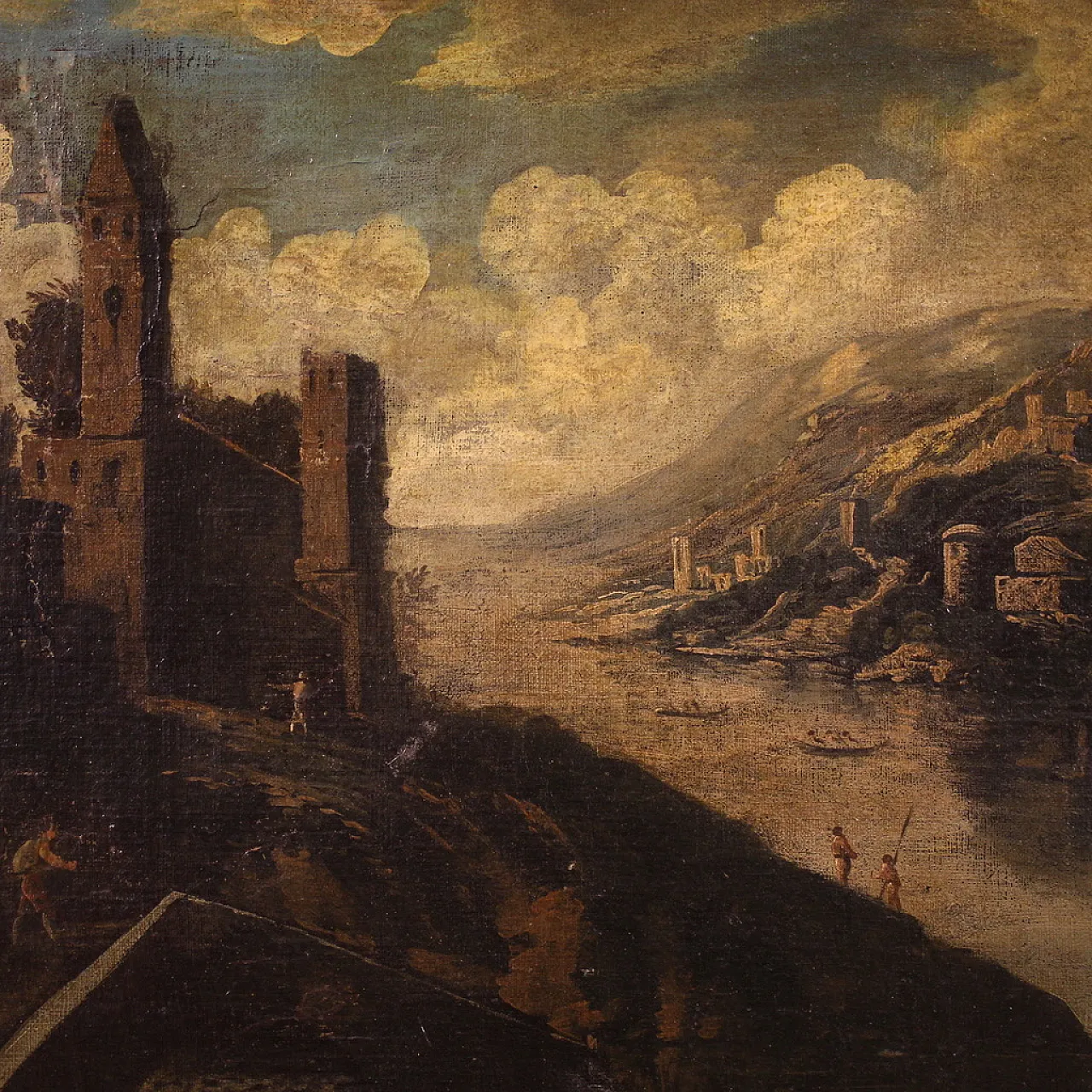 Italian landscape, oil painting on canvas, 18th century 12