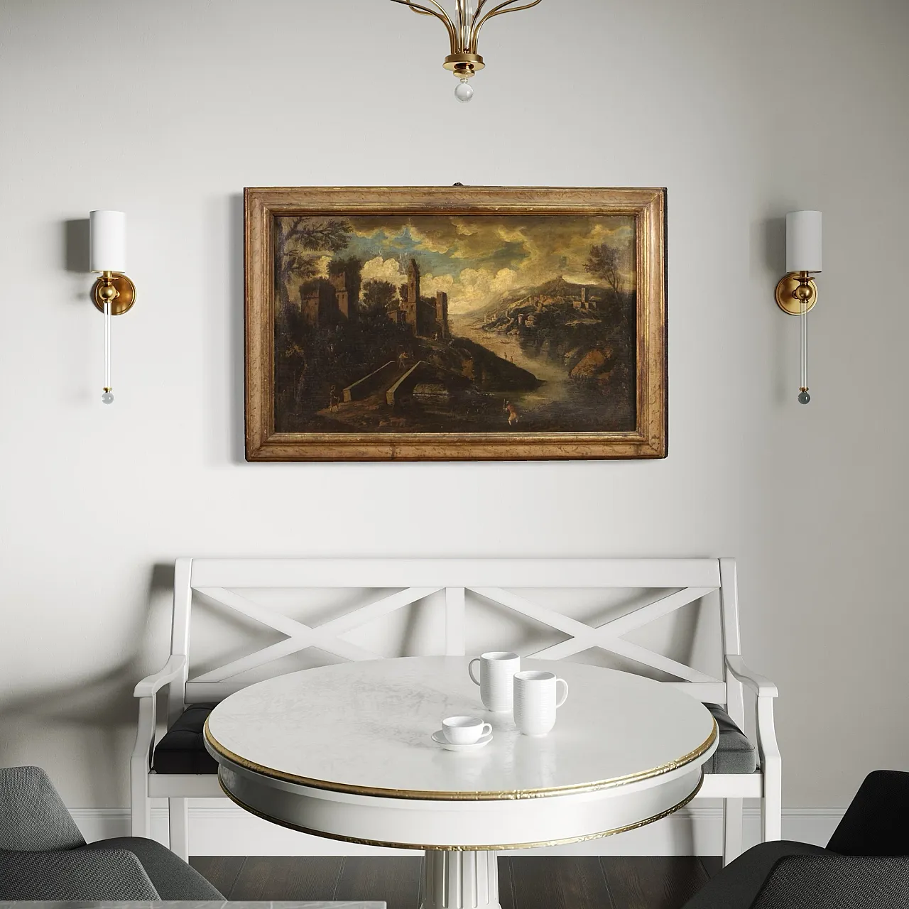 Italian landscape, oil painting on canvas, 18th century 13