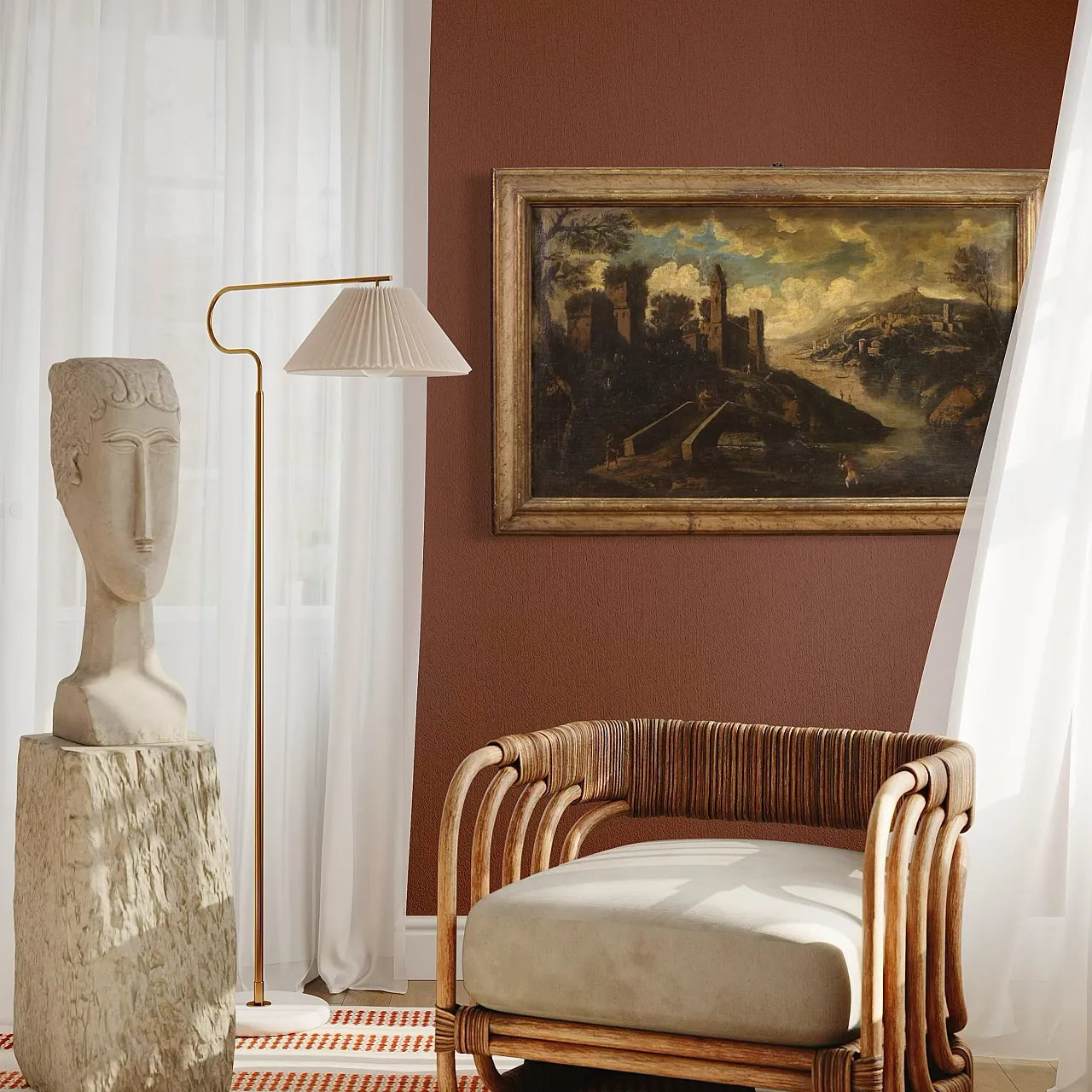 Italian landscape, oil painting on canvas, 18th century 14