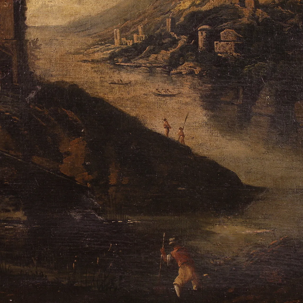 Italian landscape, oil painting on canvas, 18th century 15