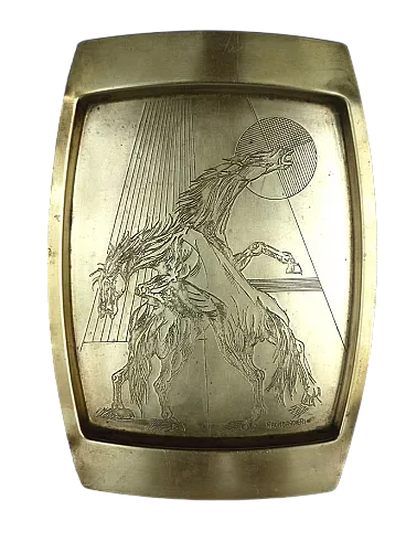 Vassoio Horse Mid-Century in ottone di Remo Bombardieri, anni '60