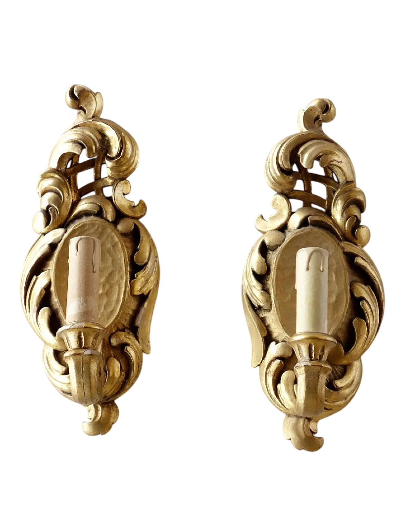 Coppia di applique in stile Barocco dorato, anni '40 7