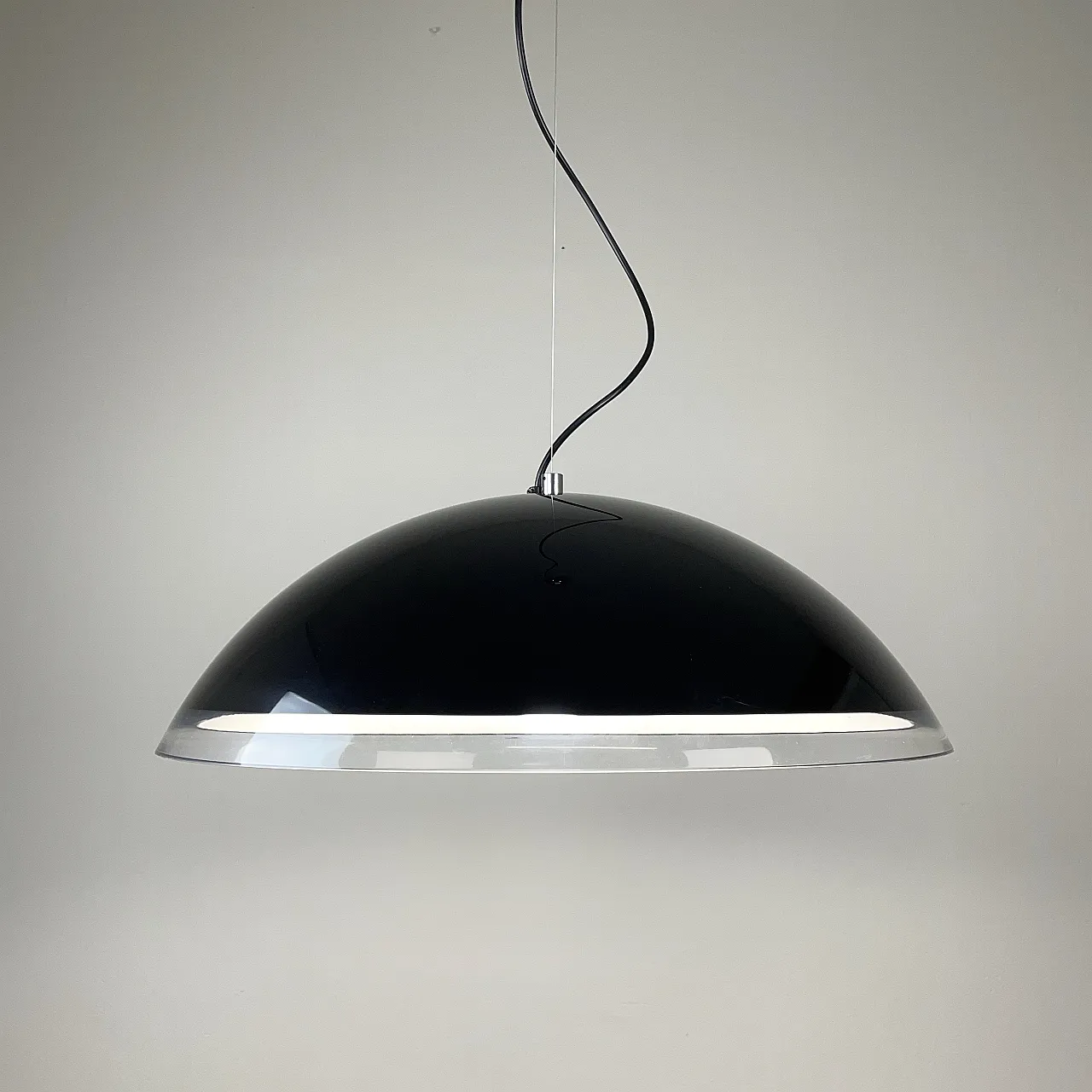 Guzzini Chandelier Black Space Age, 1980s 3