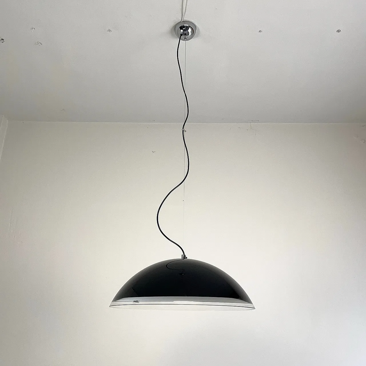 Guzzini Chandelier Black Space Age, 1980s 4