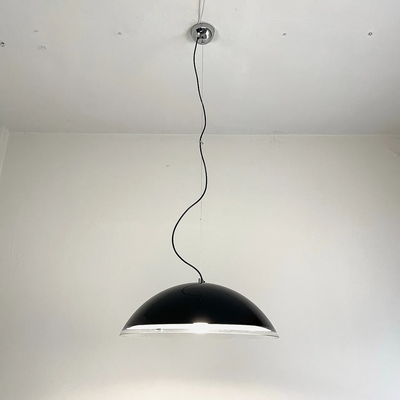 Guzzini Chandelier Black Space Age, 1980s 5