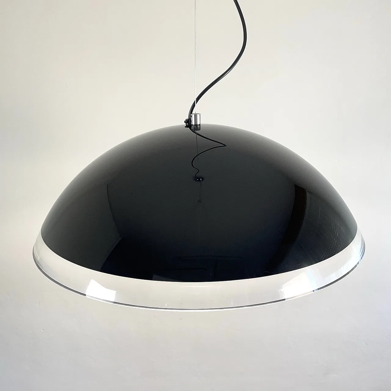 Guzzini Chandelier Black Space Age, 1980s 6