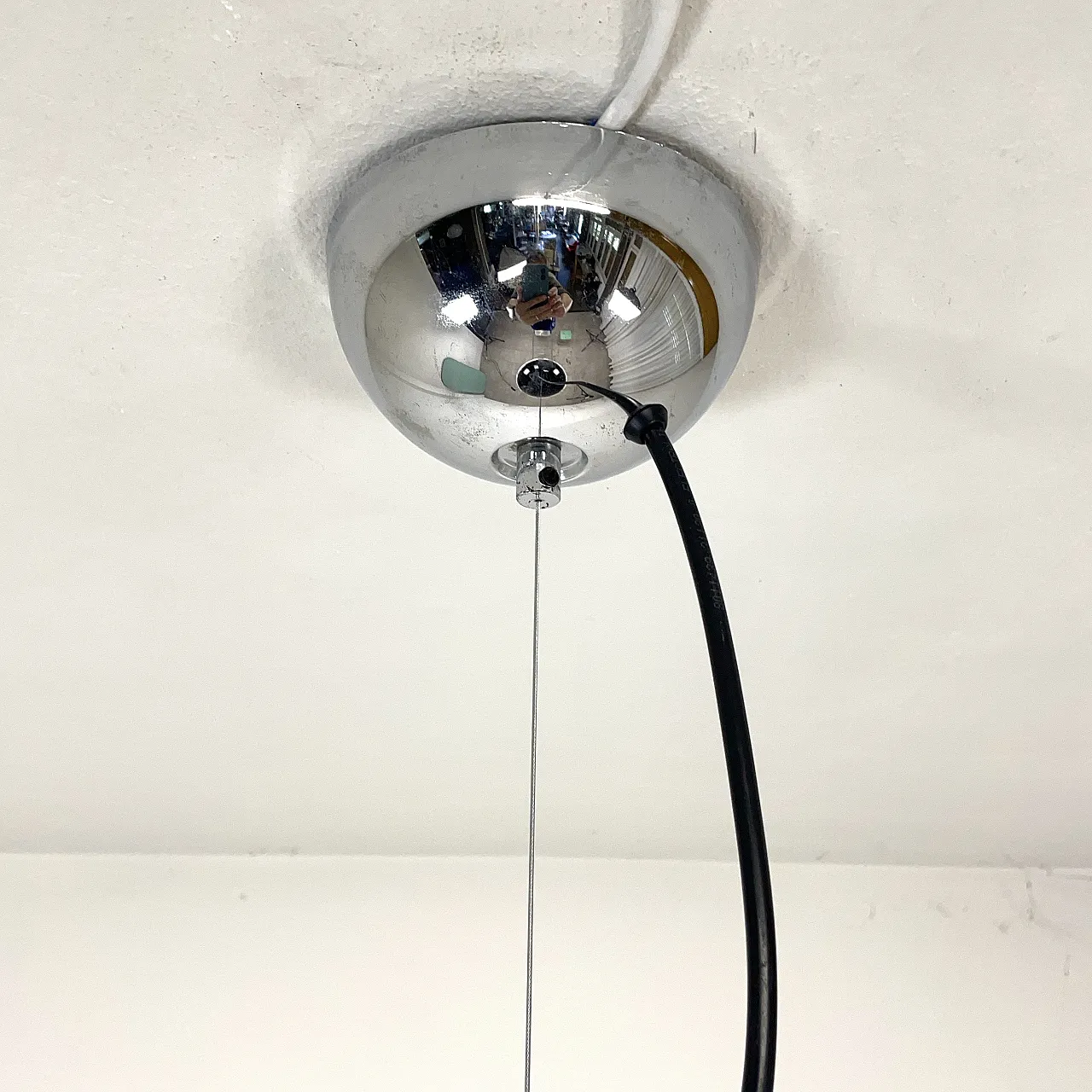 Guzzini Chandelier Black Space Age, 1980s 11