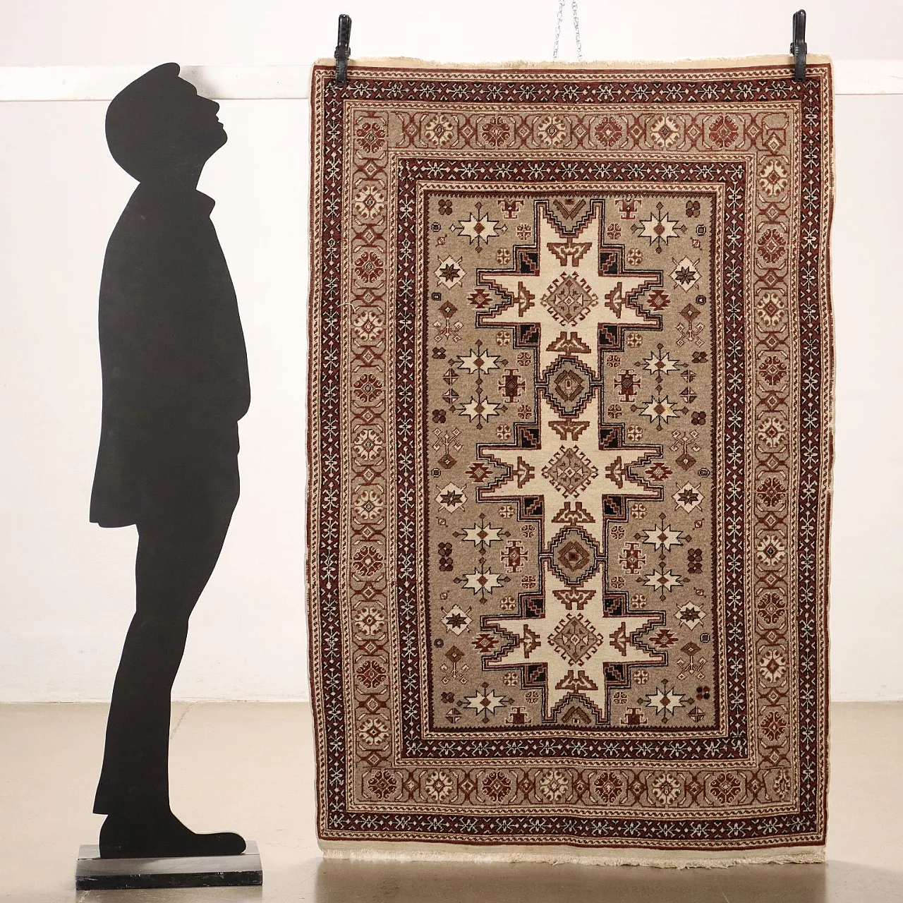 Tappeto marrone e beige Kayseri a nodo fine in cotone e lana 2