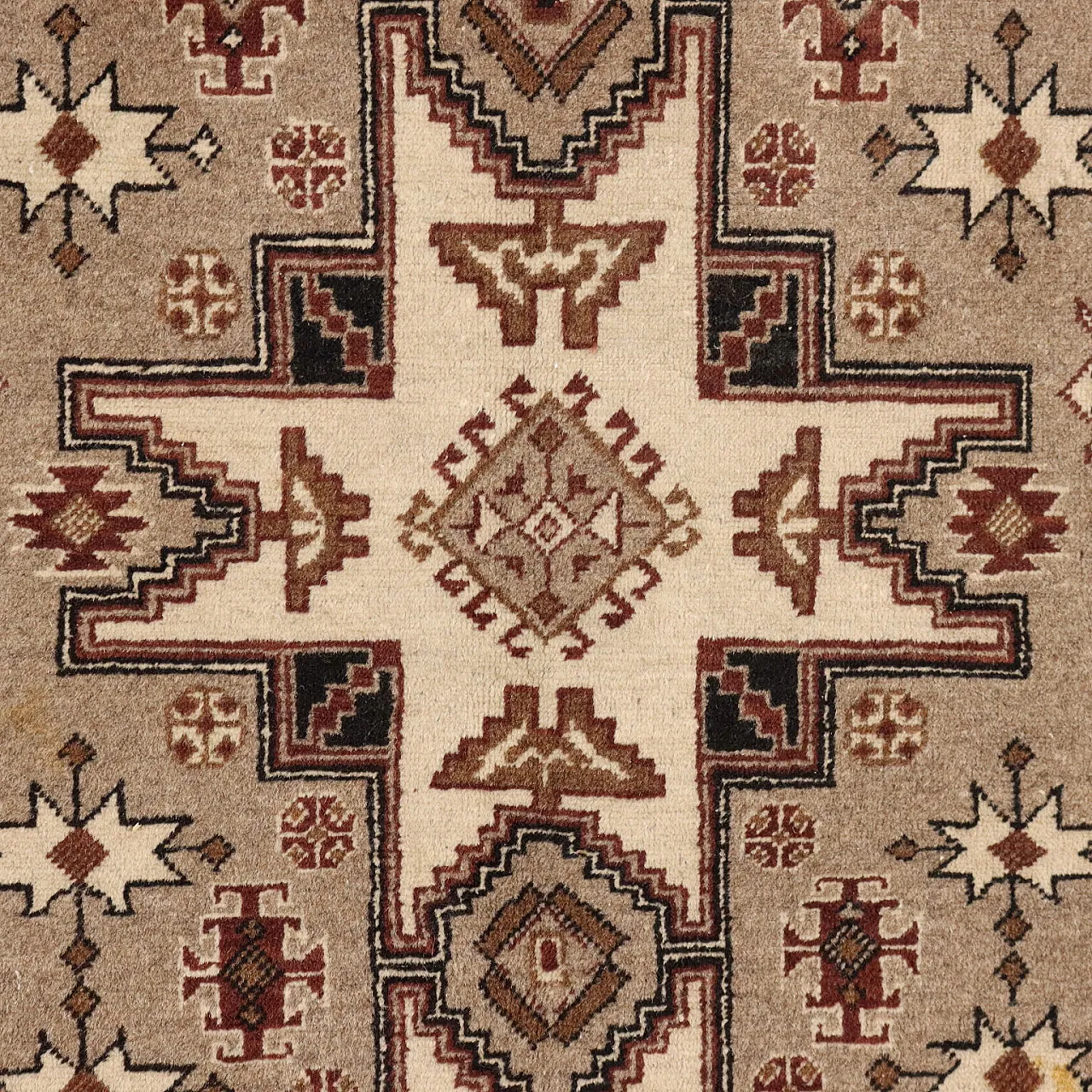 Tappeto marrone e beige Kayseri a nodo fine in cotone e lana 3