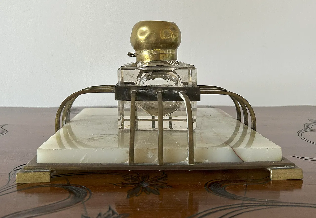 Calamaio di grandi dimensioni in onice, Art déco, anni '40 2