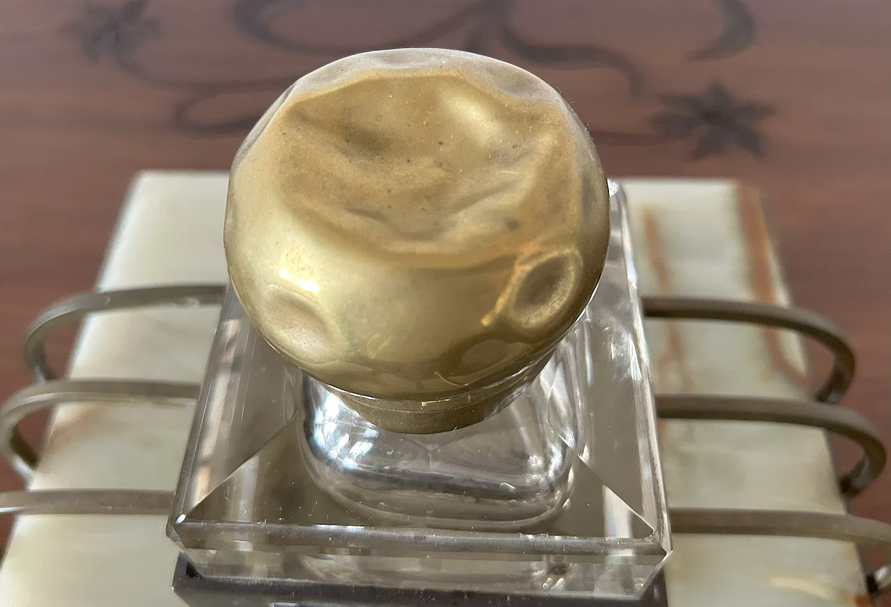 Calamaio di grandi dimensioni in onice, Art déco, anni '40 3