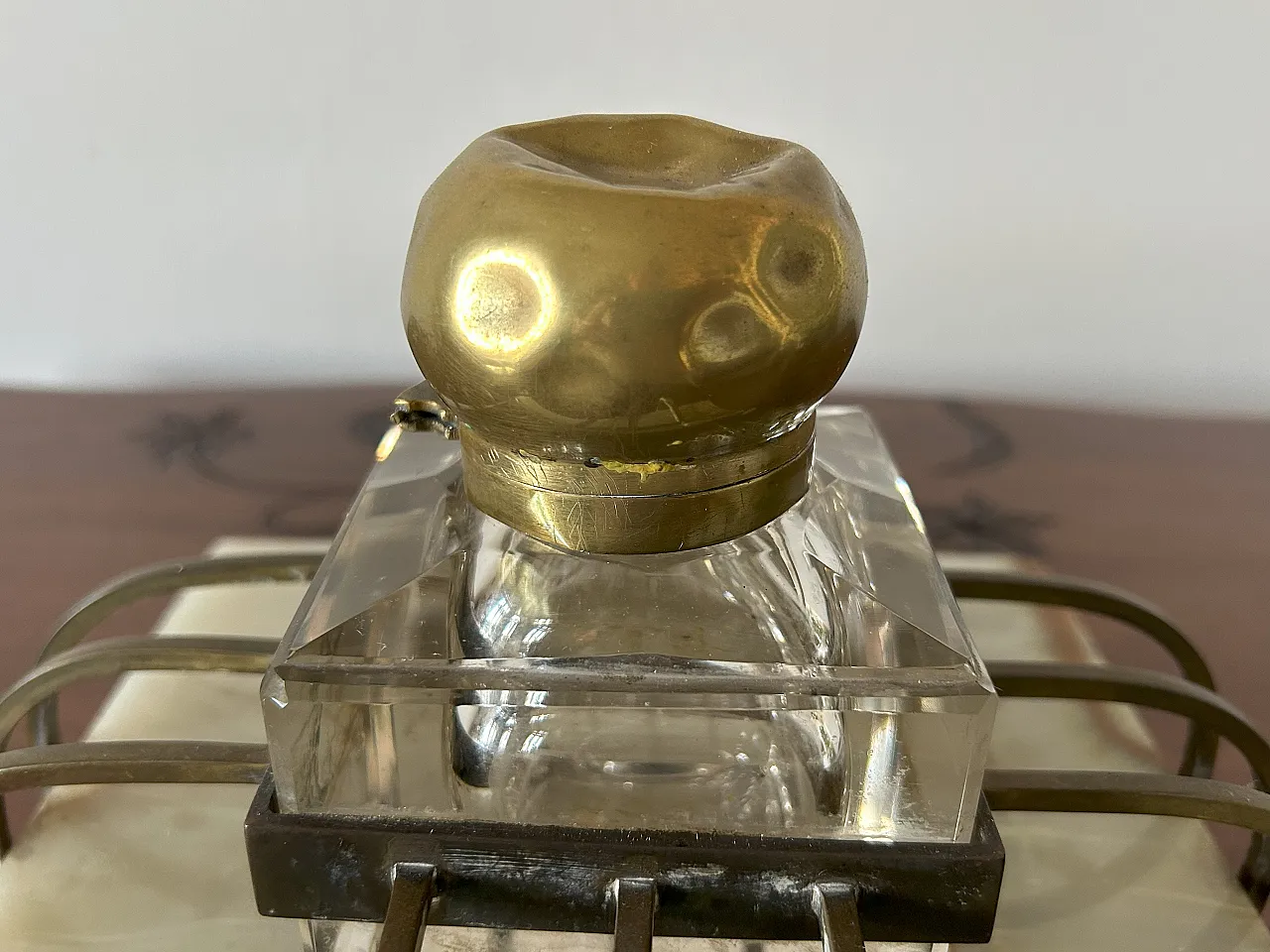 Calamaio di grandi dimensioni in onice, Art déco, anni '40 4