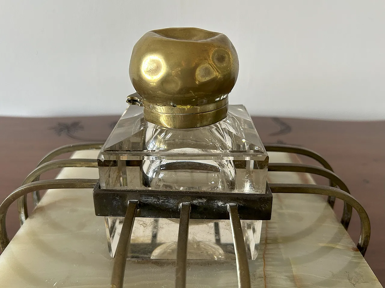 Calamaio di grandi dimensioni in onice, Art déco, anni '40 5