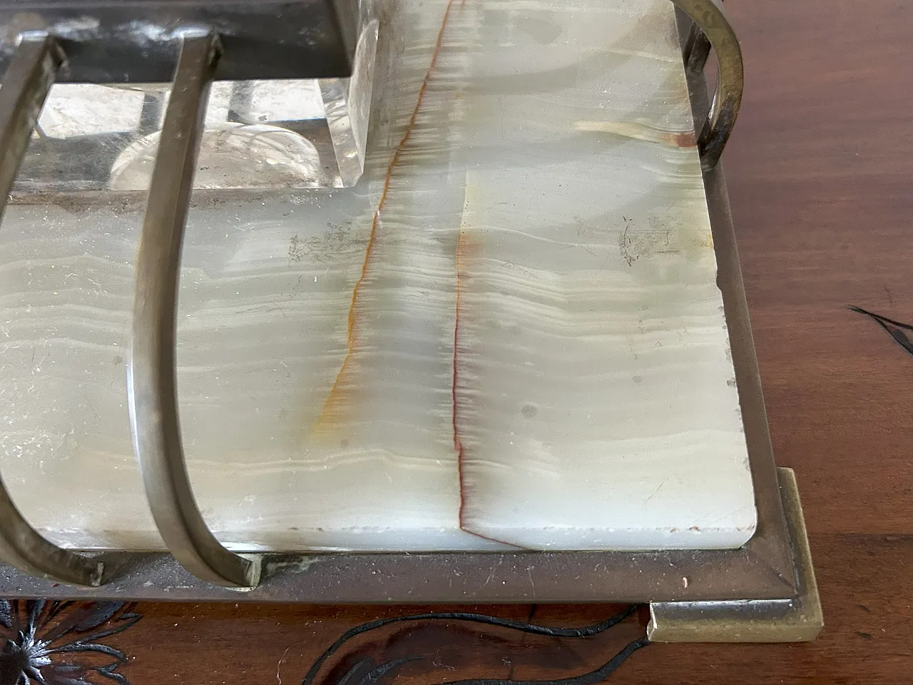 Calamaio di grandi dimensioni in onice, Art déco, anni '40 6