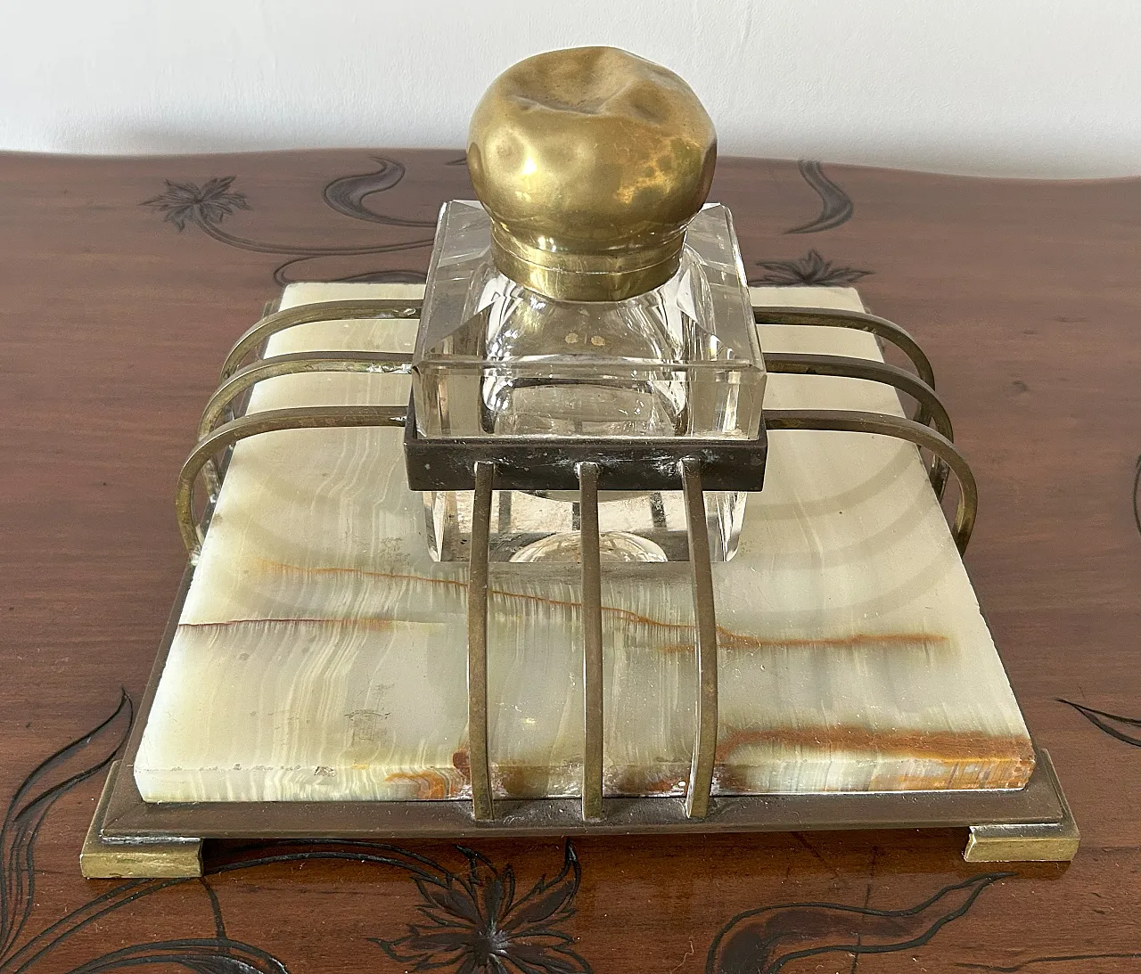 Calamaio di grandi dimensioni in onice, Art déco, anni '40 7