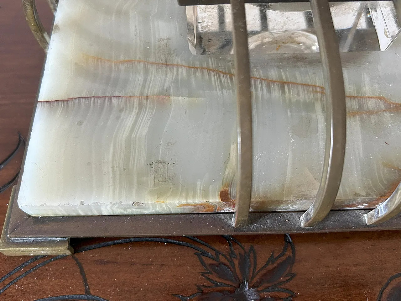 Calamaio di grandi dimensioni in onice, Art déco, anni '40 8