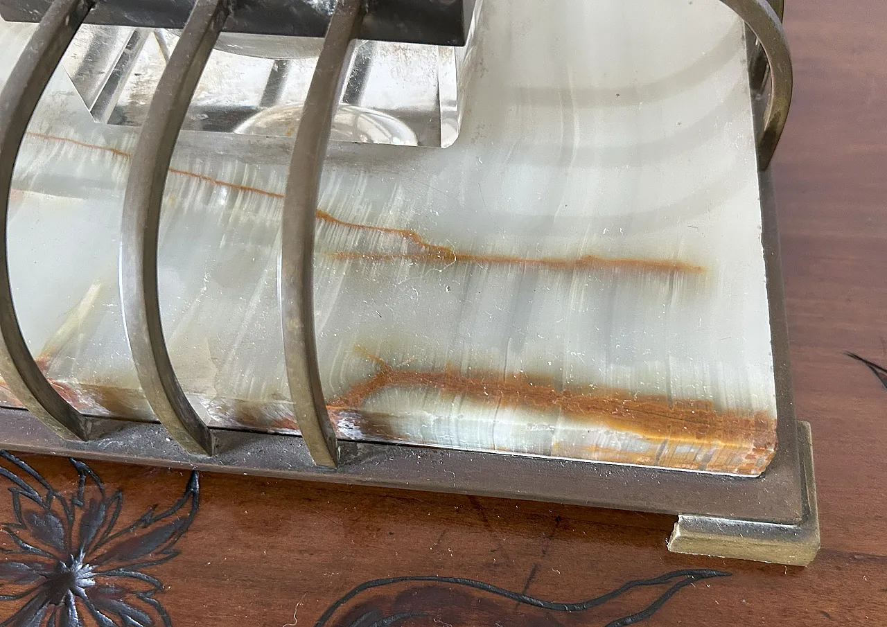 Calamaio di grandi dimensioni in onice, Art déco, anni '40 9